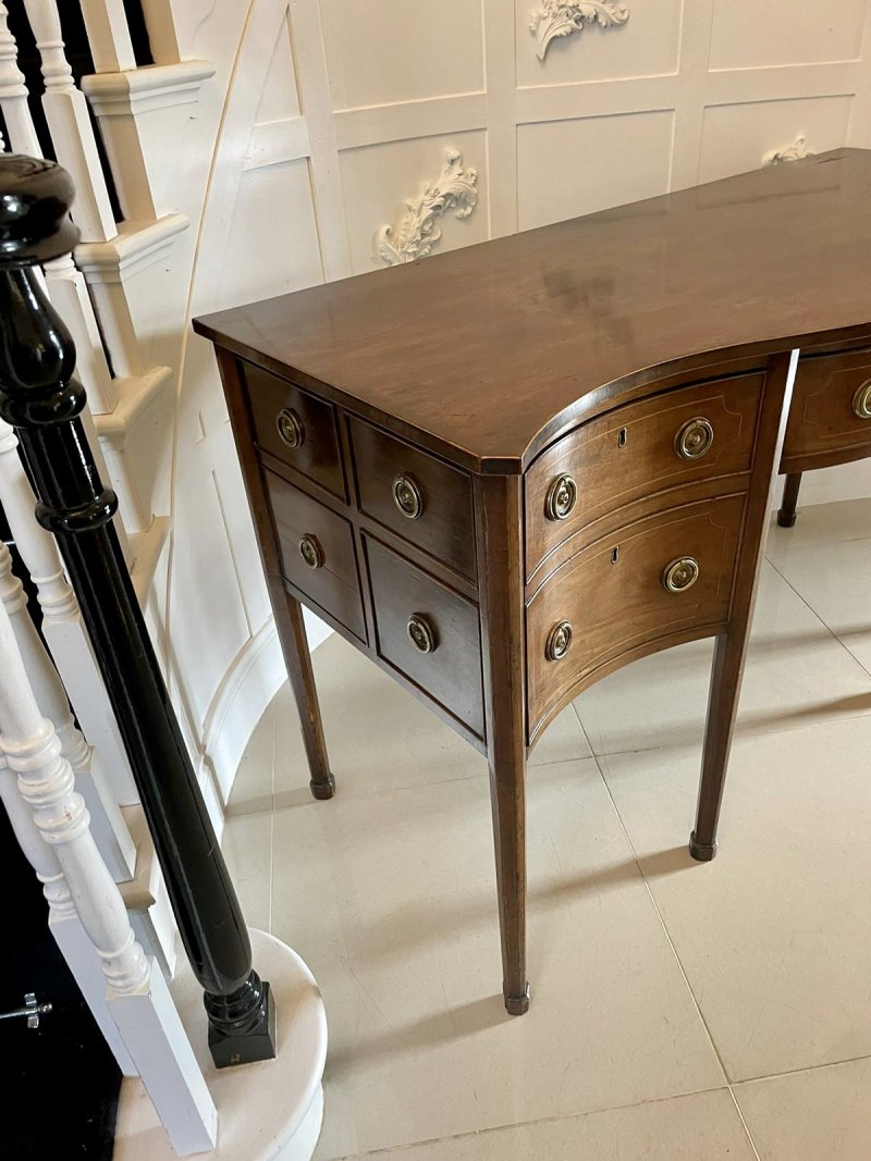 Unusual Antique George III Quality Mahogany Serpentine Shaped Sideboard - Image 10